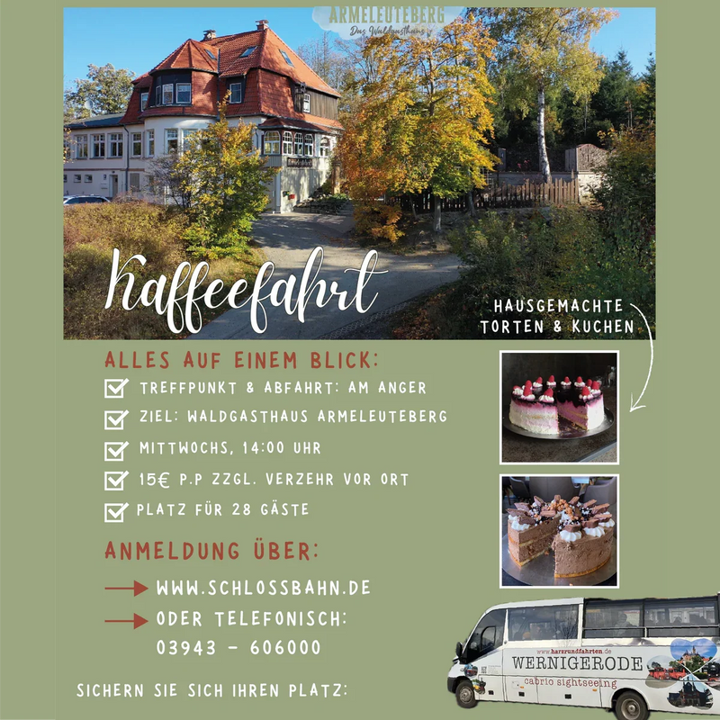 Schlossbahn Wernigerode renterfreundliche Aktivität Stadtrundfahrt